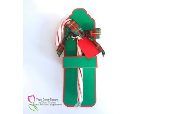 3D SVG Christmas Candy Cane Tag for Festive Crafts