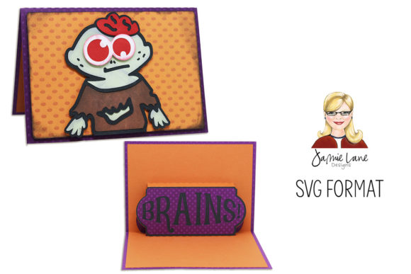 A2 Pop-Up Card Brains: 3D SVG for Halloween