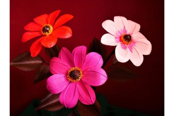 Dahlia Coccinea 3D SVG Paper Flowers for Blogs