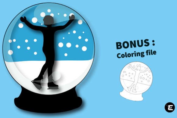 Ice Skating Snow Globe: 3D SVG for Sports Branding