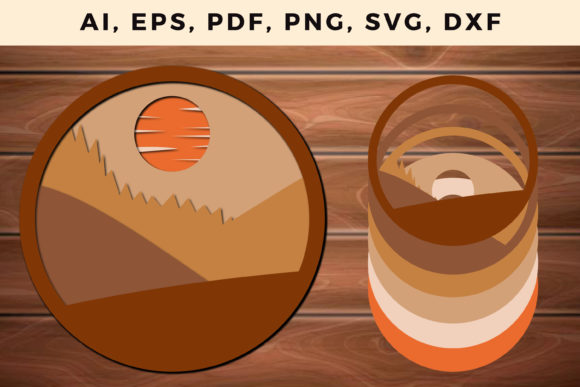 Layered Mountain Cut SVG for 3D SVG Shadow Boxes
