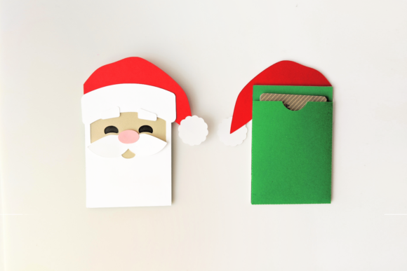 Santa Claus Face Gift Card Holder SVG: 3D Christmas Design