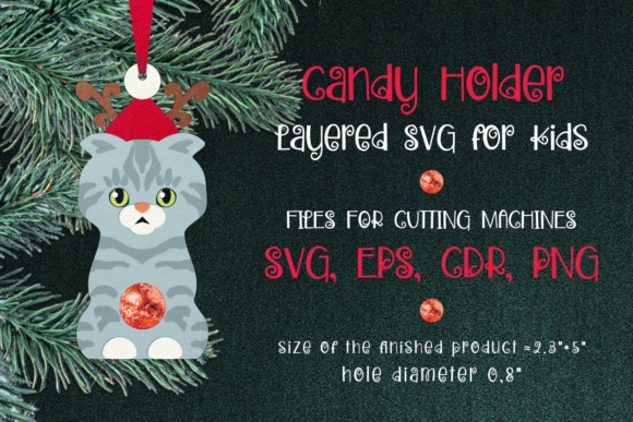 Scottish Fold Cat 3D SVG for Christmas Branding