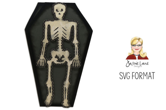 Skeleton Coffin Card: 3D SVG Shapes for Halloween
