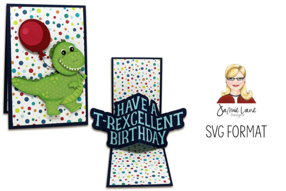 T-Rexcellent Birthday Twist Pop Card: 3D SVG Shapes